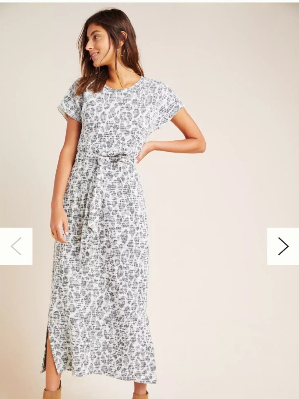Dolan Anthropologie Left Coast Taleen Textured Black White Leopard Maxi Dress S